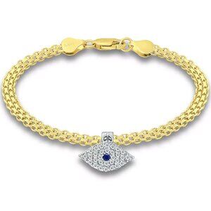 Giani Bernini CZ Evil Eye Bismark Chain Bracelet 7.25" Gold-Plated NWOT